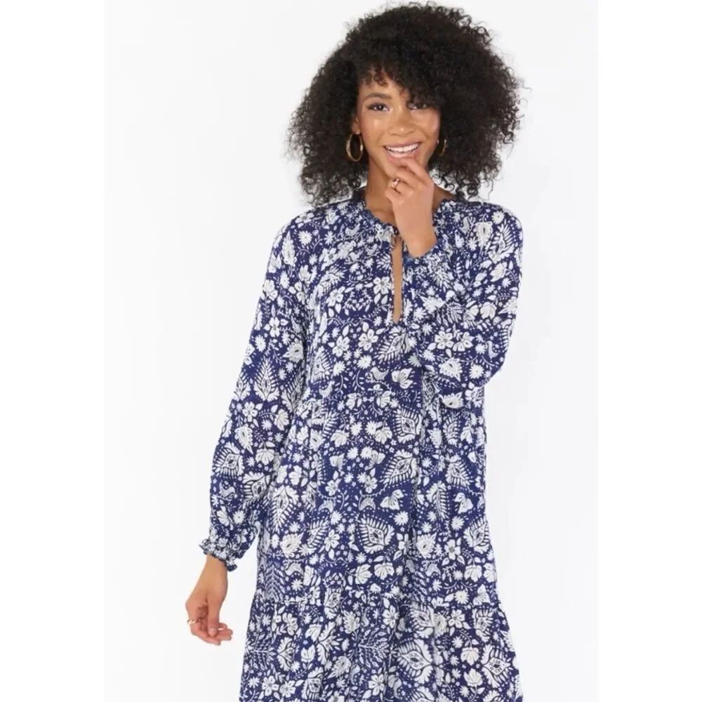 Rare~Show Me Your Mumu Birdie Maxi Dress in Navy Floral Size L
